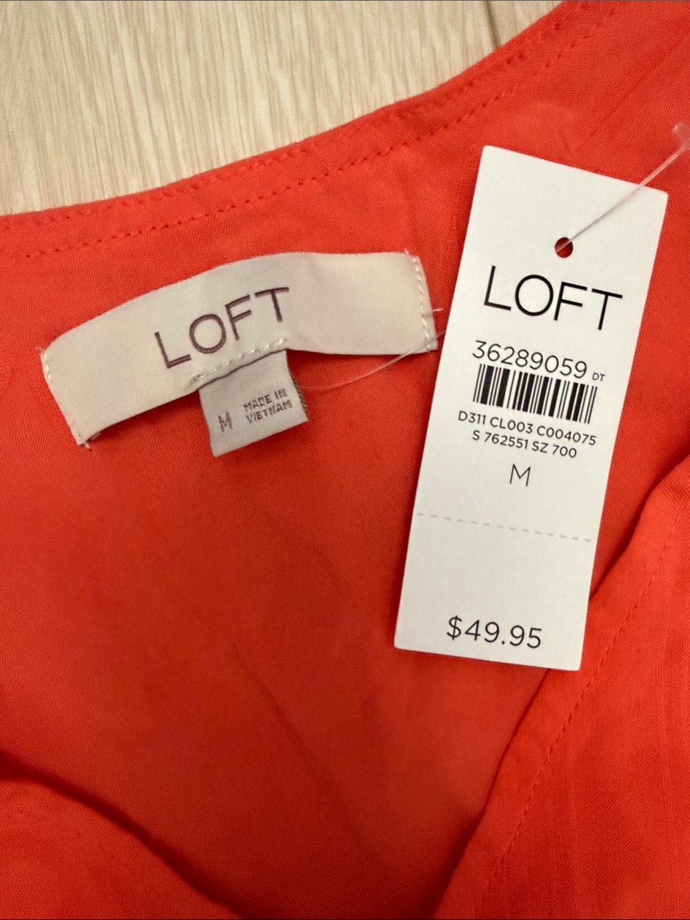 LOFT Coral Red V-Neck Flutter Sleeve Blouse - Picture 2 of 6